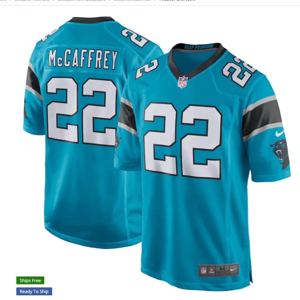 Christian McCaffrey Nike NFL Panthers Blue Jersey